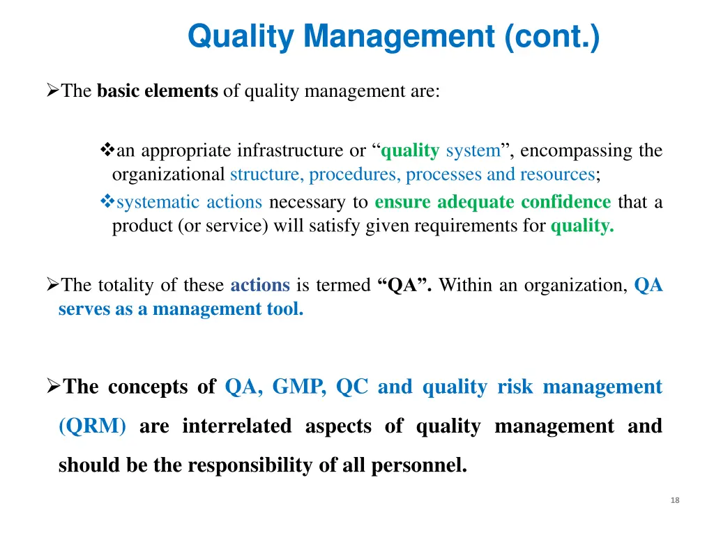 quality management cont