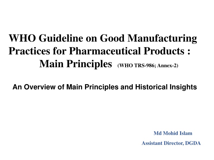 who guideline on good manufacturing practices