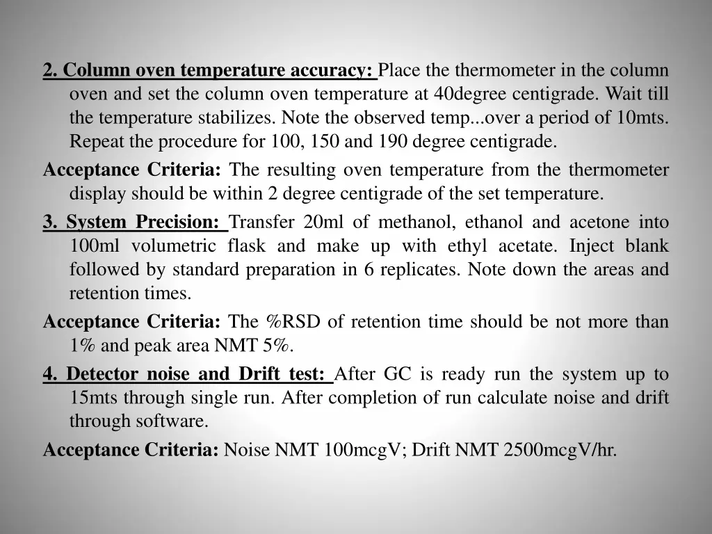 2 column oven temperature accuracy place