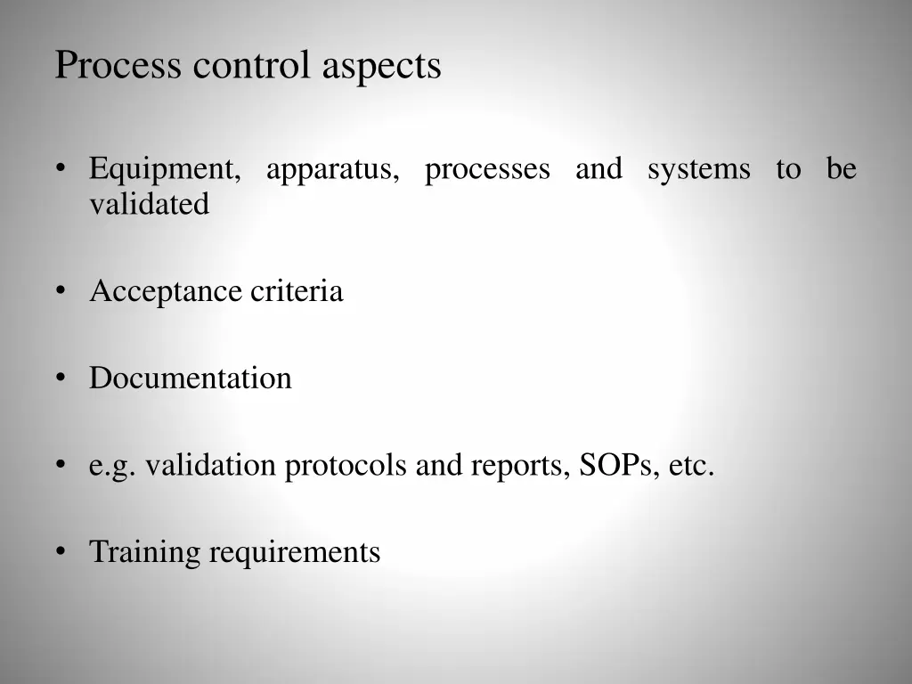 process control aspects
