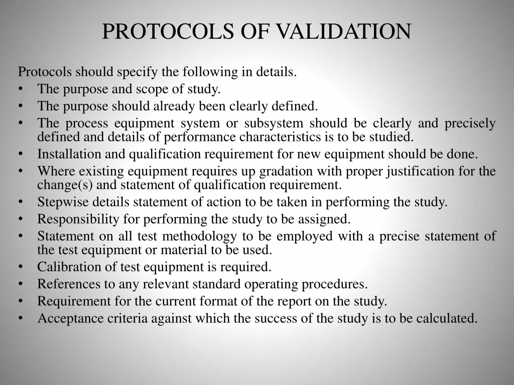 protocols of validation