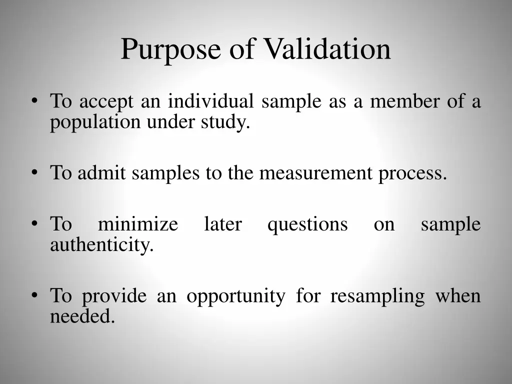 purpose of validation