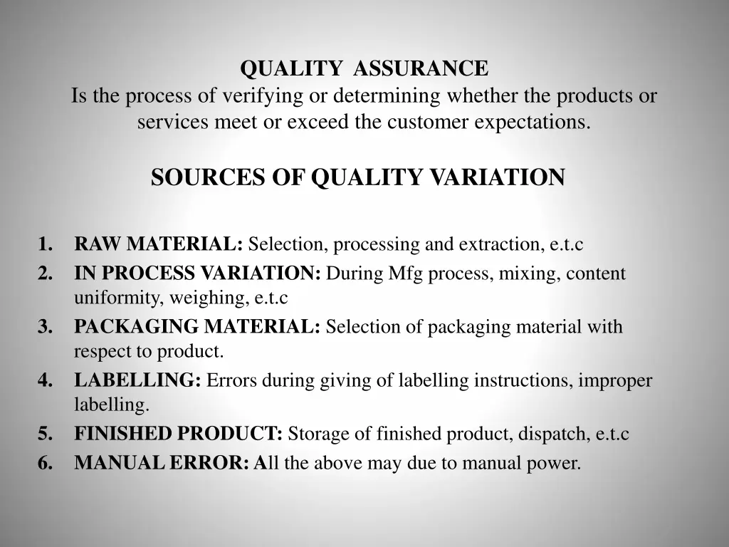 quality assurance 1