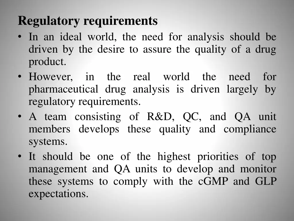 regulatory requirements in an ideal world