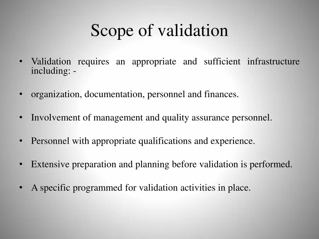 scope of validation