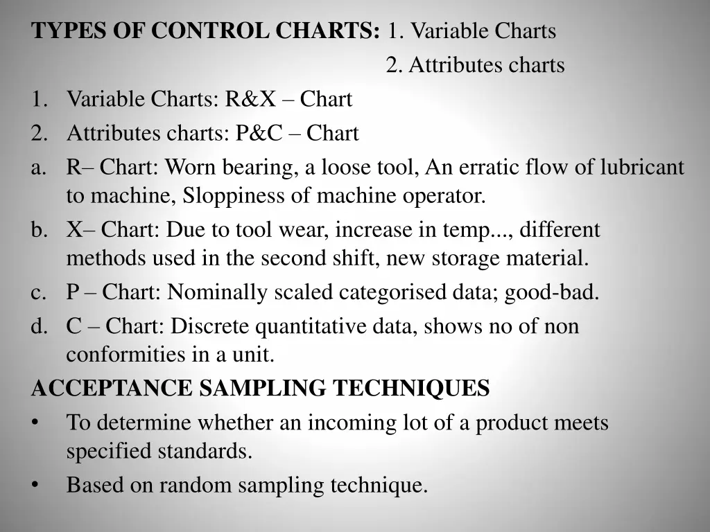 types of control charts 1 variable charts
