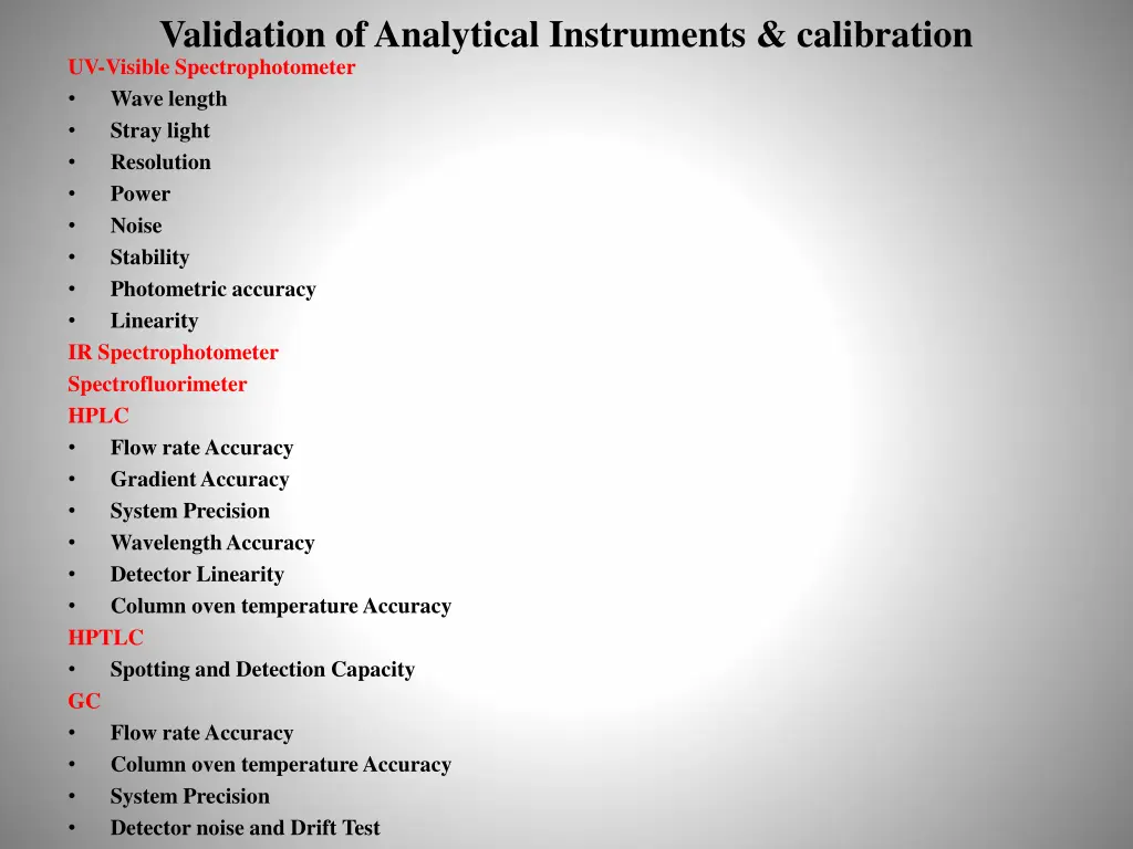 validation of analytical instruments calibration
