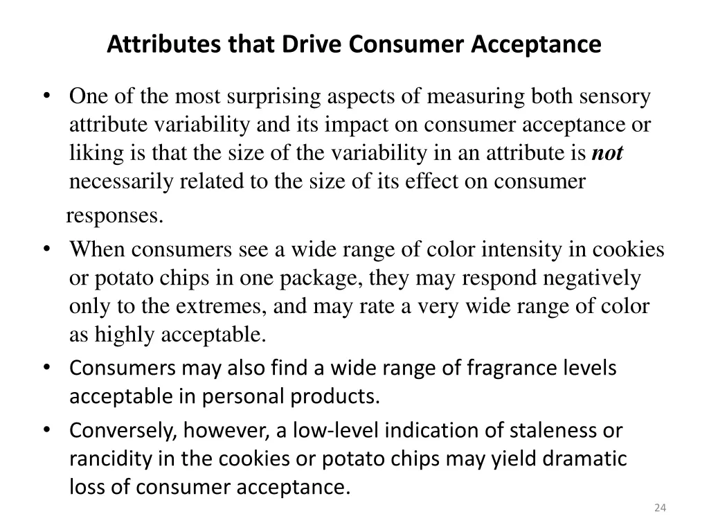 attributes that drive consumer acceptance