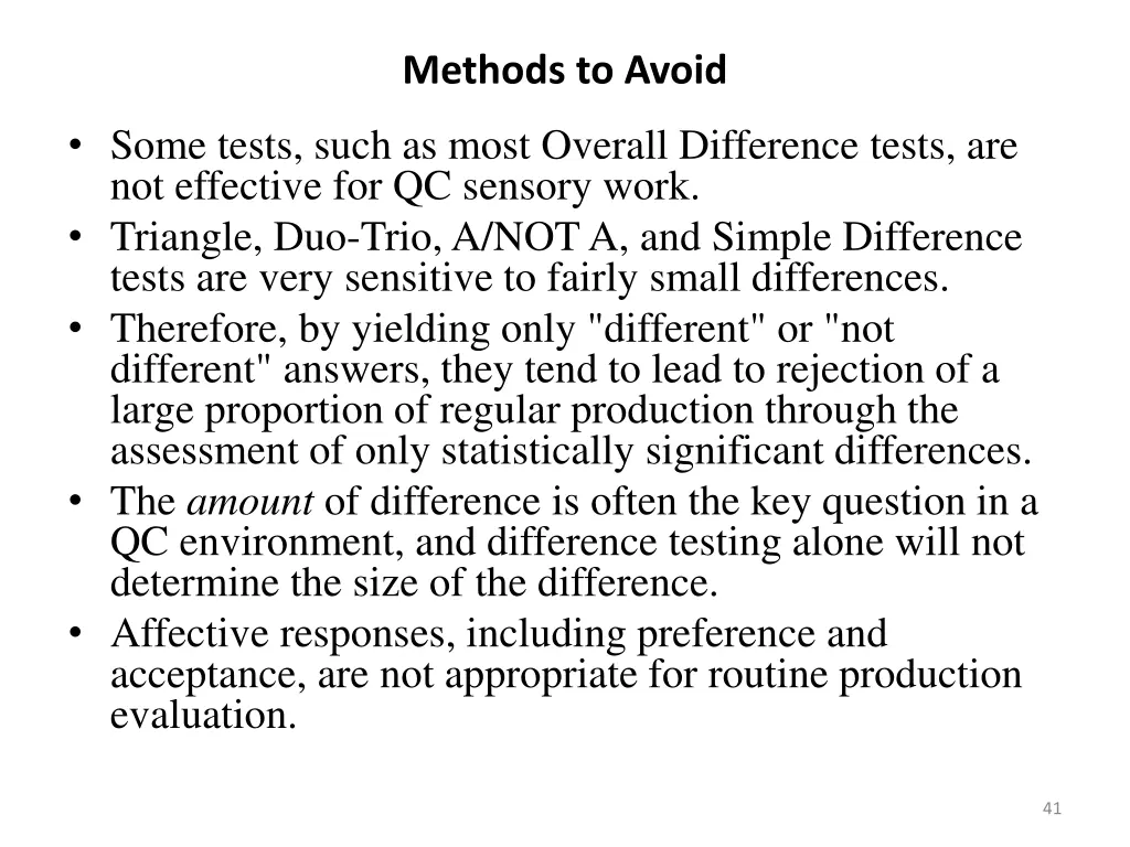 methods to avoid