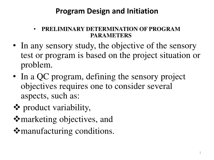 program design and initiation