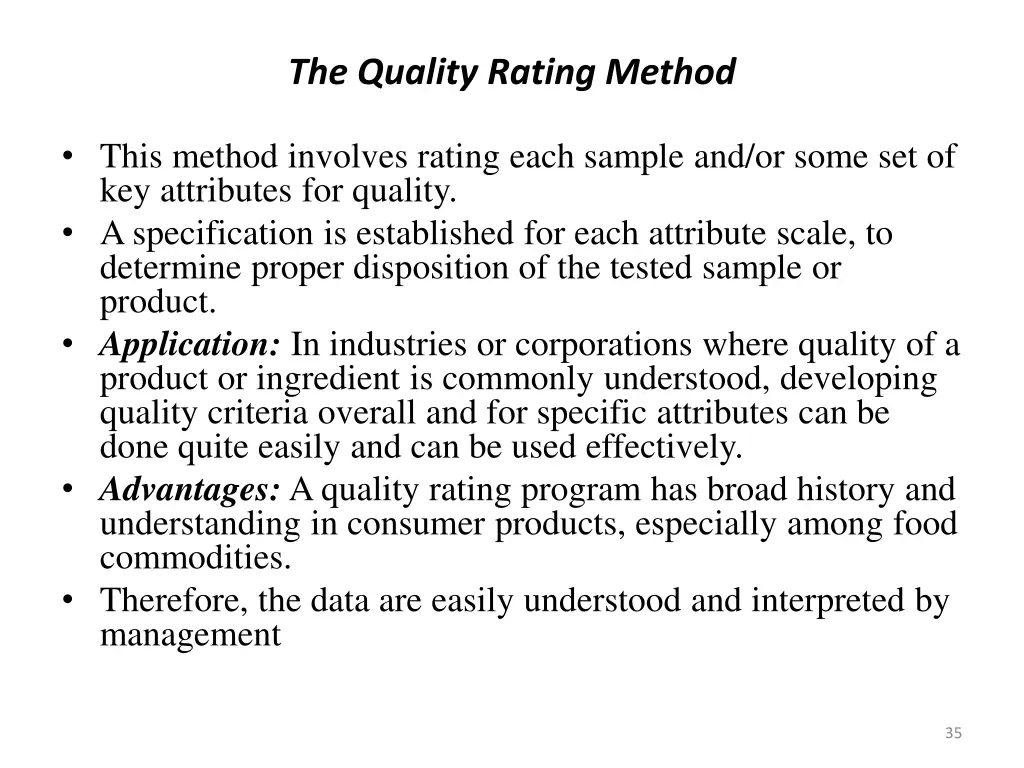 the quality rating method