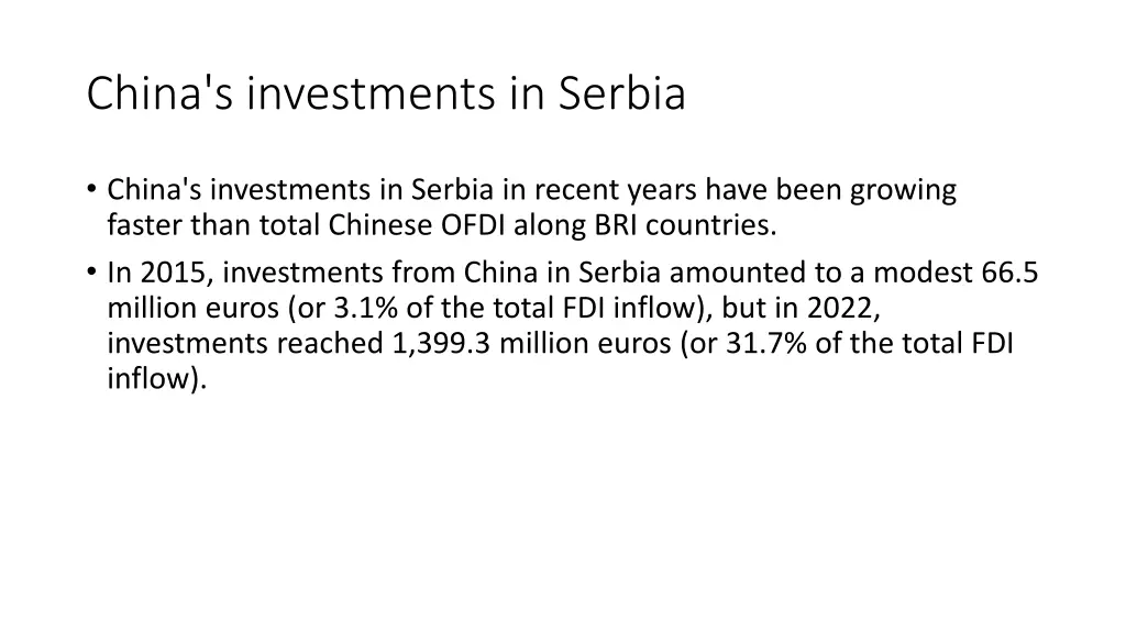 china s investments in serbia