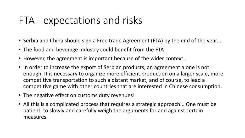 fta expectations and risks