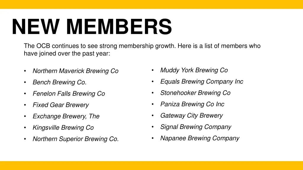 new members the ocb continues to see strong