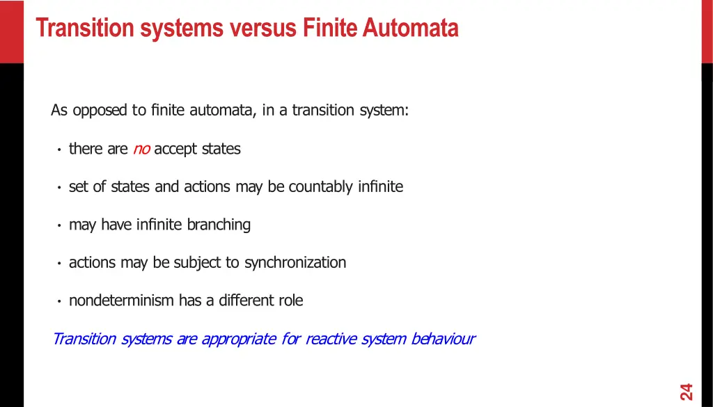 transition systems versus finite automata