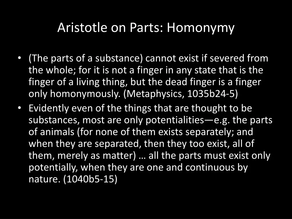 aristotle on parts homonymy