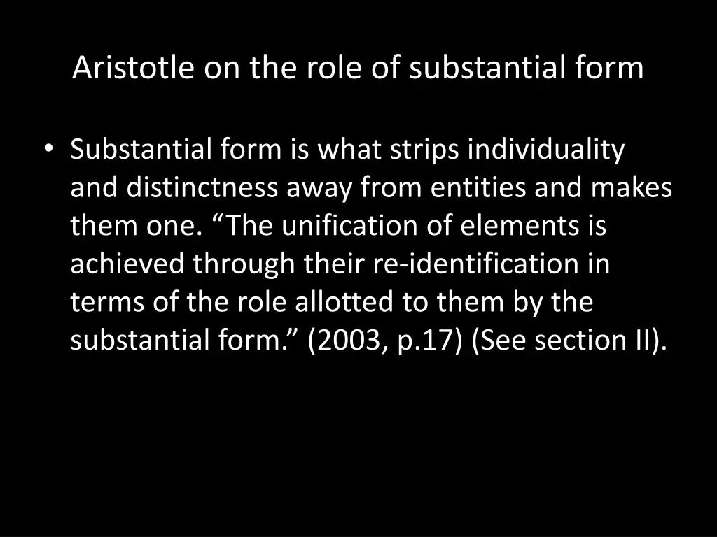 aristotle on the role of substantial form