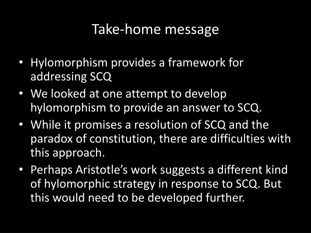 take home message