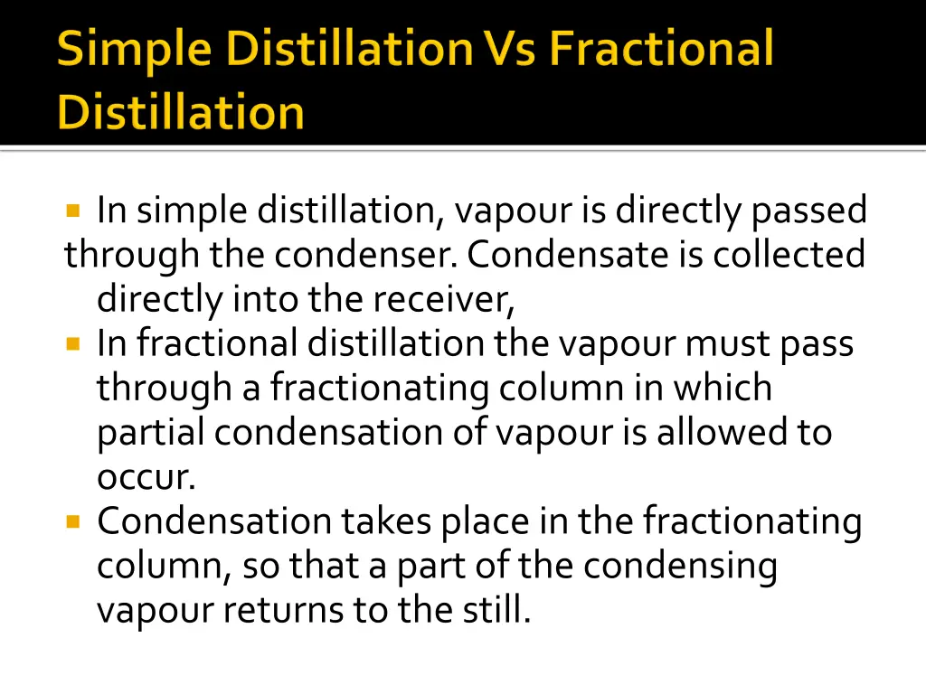 in simple distillation vapouris directly passed