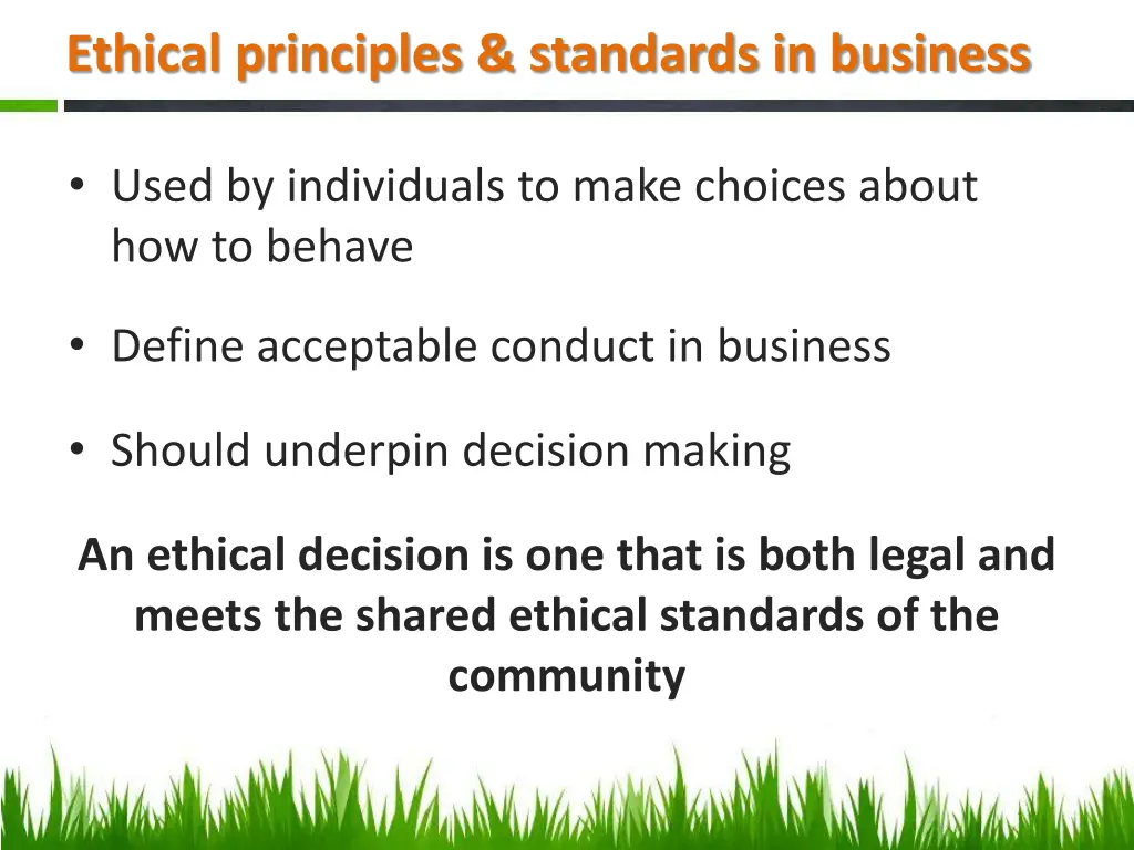ethical principles standards in business