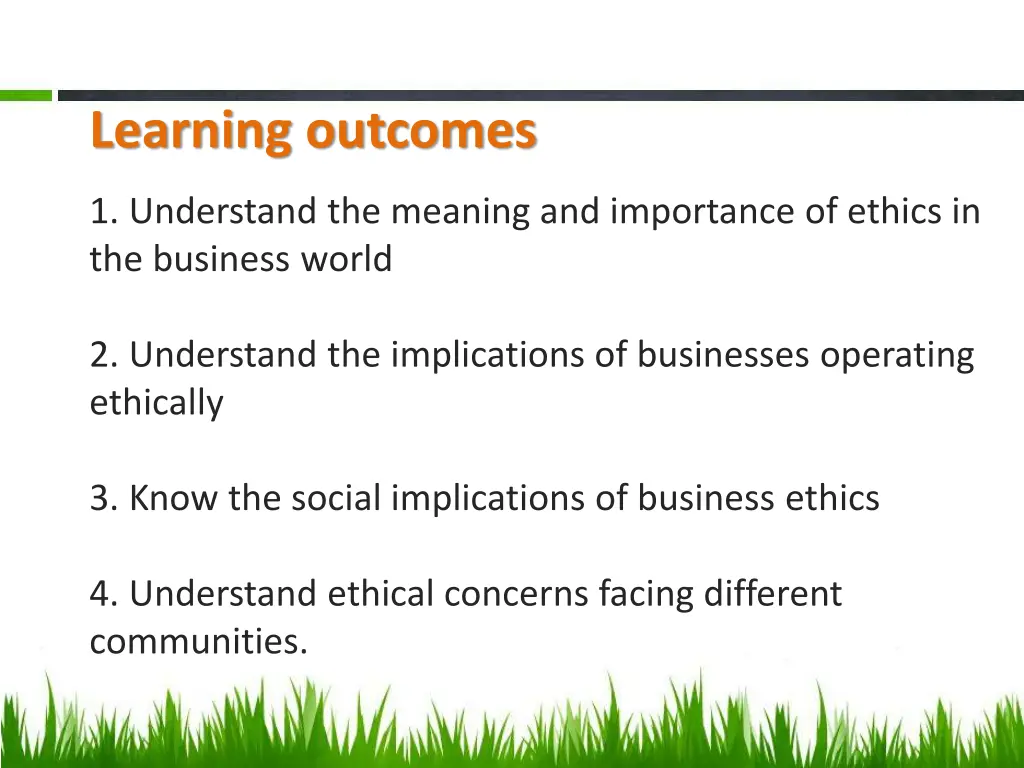 learning outcomes