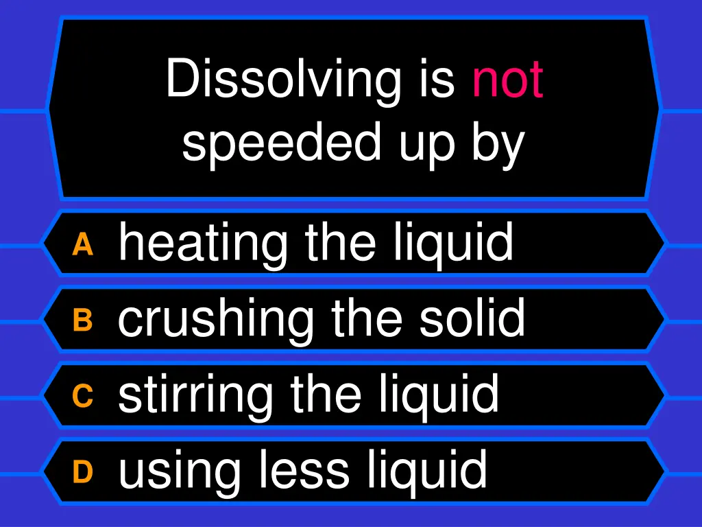 dissolving is not speeded up by