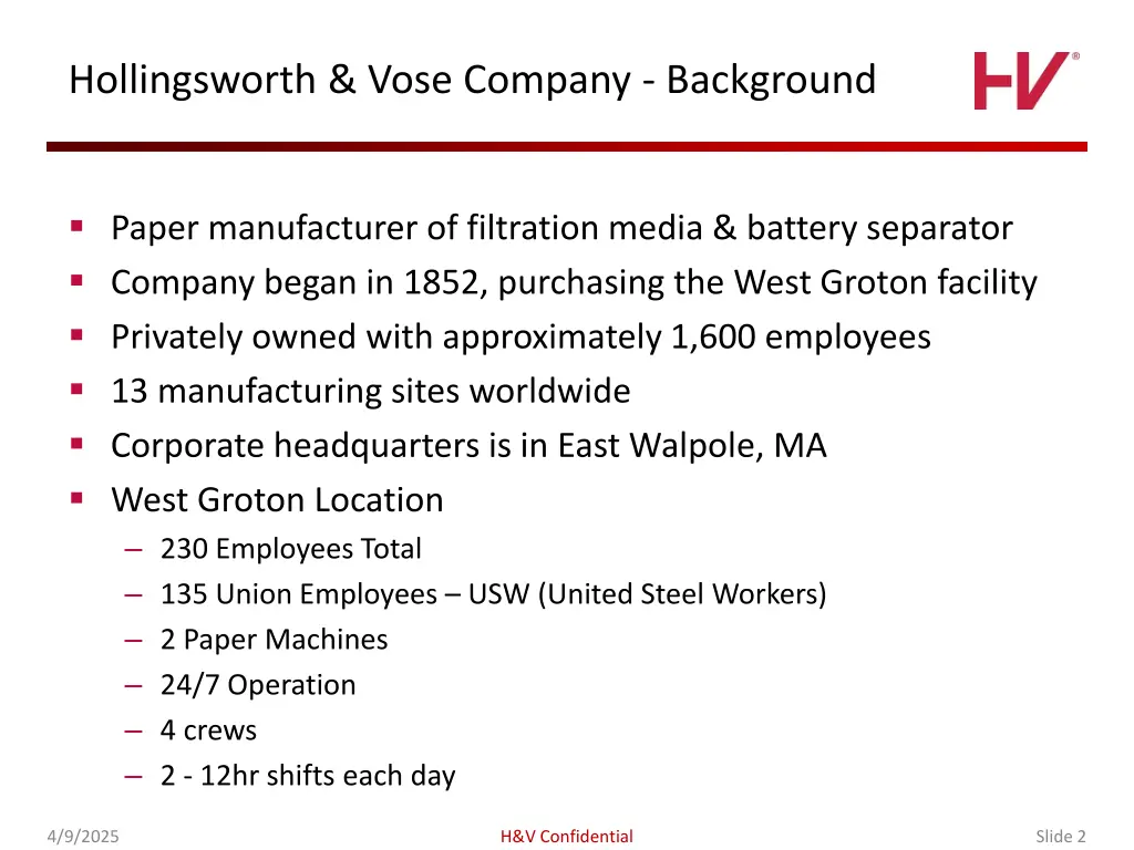 hollingsworth vose company background
