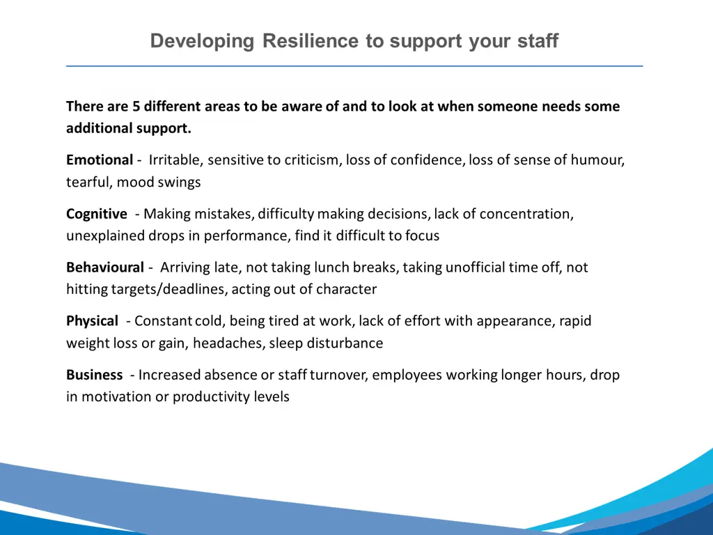 developing resilience to support your staff