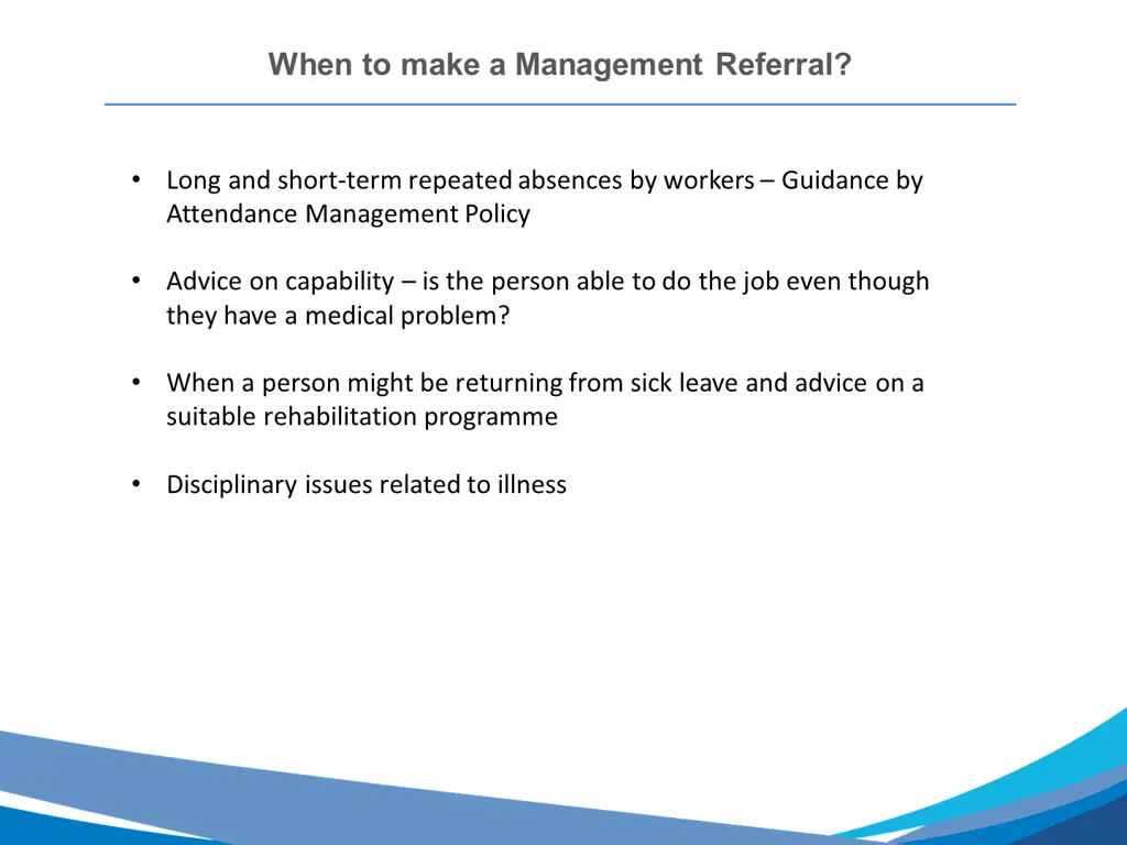 when to make a management referral