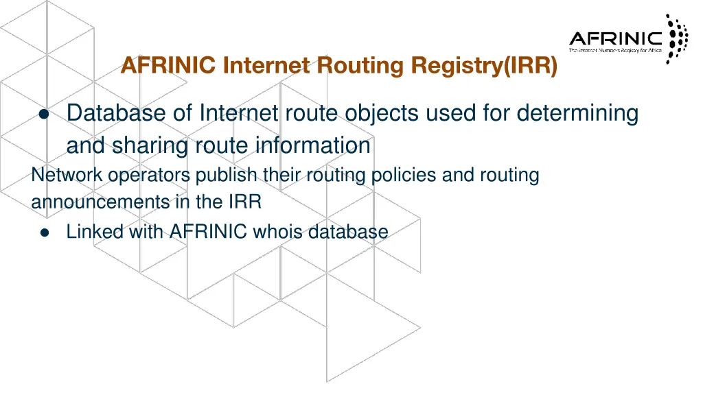 afrinic internet routing registry irr