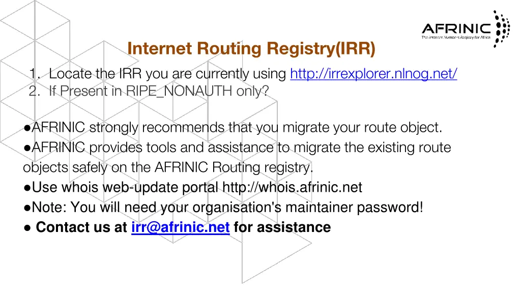 internet routing registry irr 1 locate