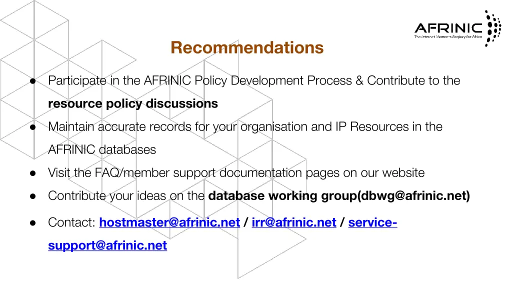 recommendations