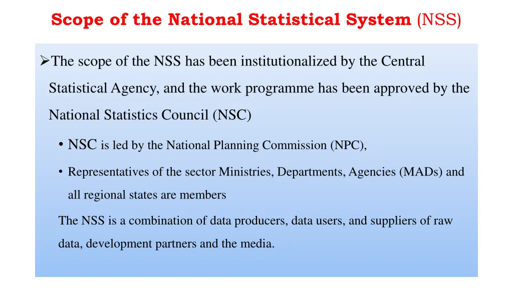 scope of the national statistical system nss