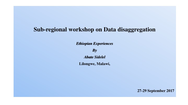 sub regional workshop on data disaggregation