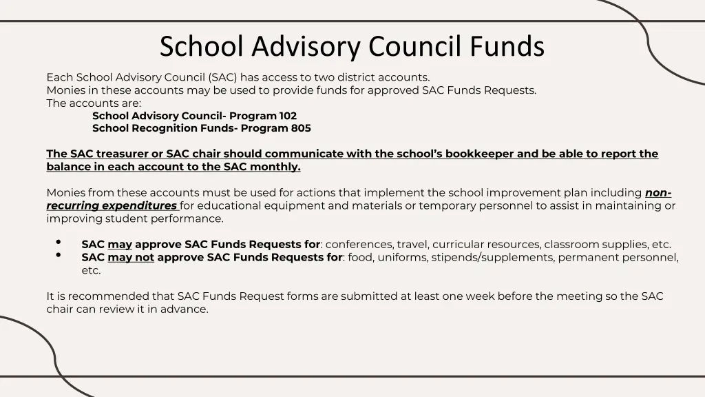 school advisory council funds