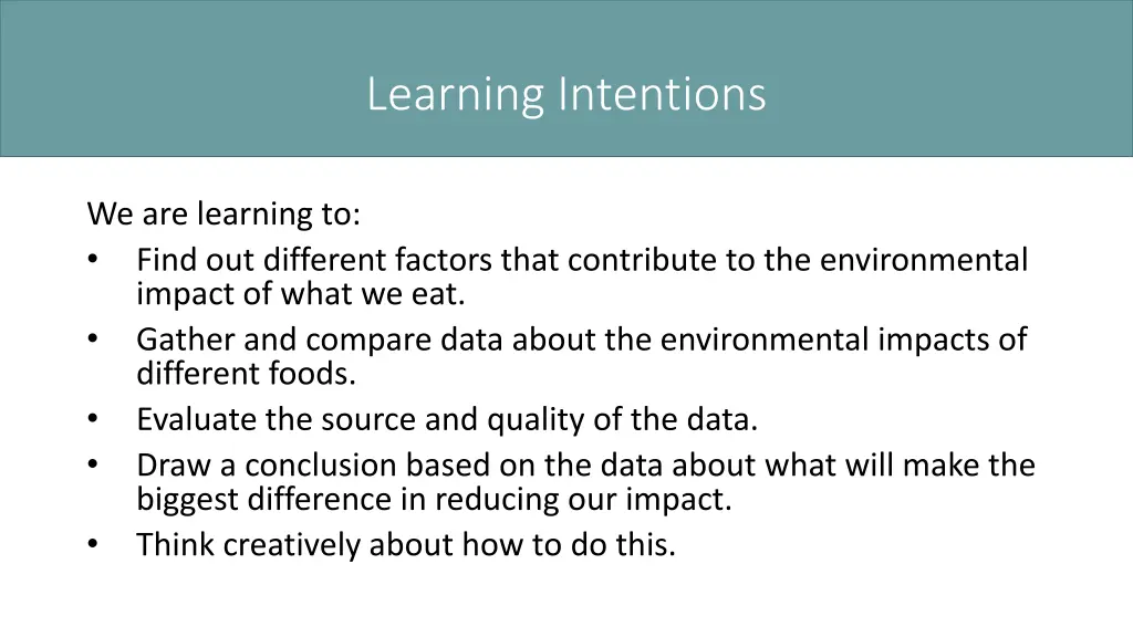 learning intentions