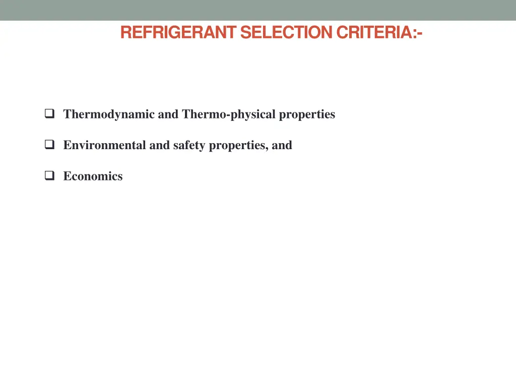 refrigerant selection criteria