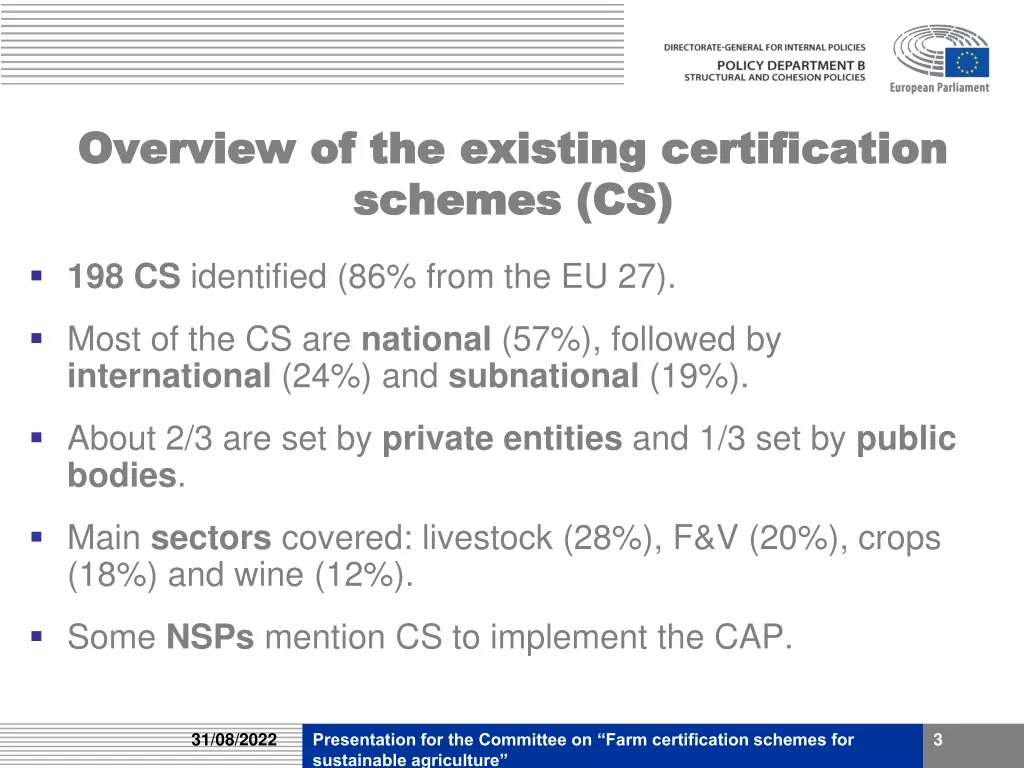 overview of the existing certification overview