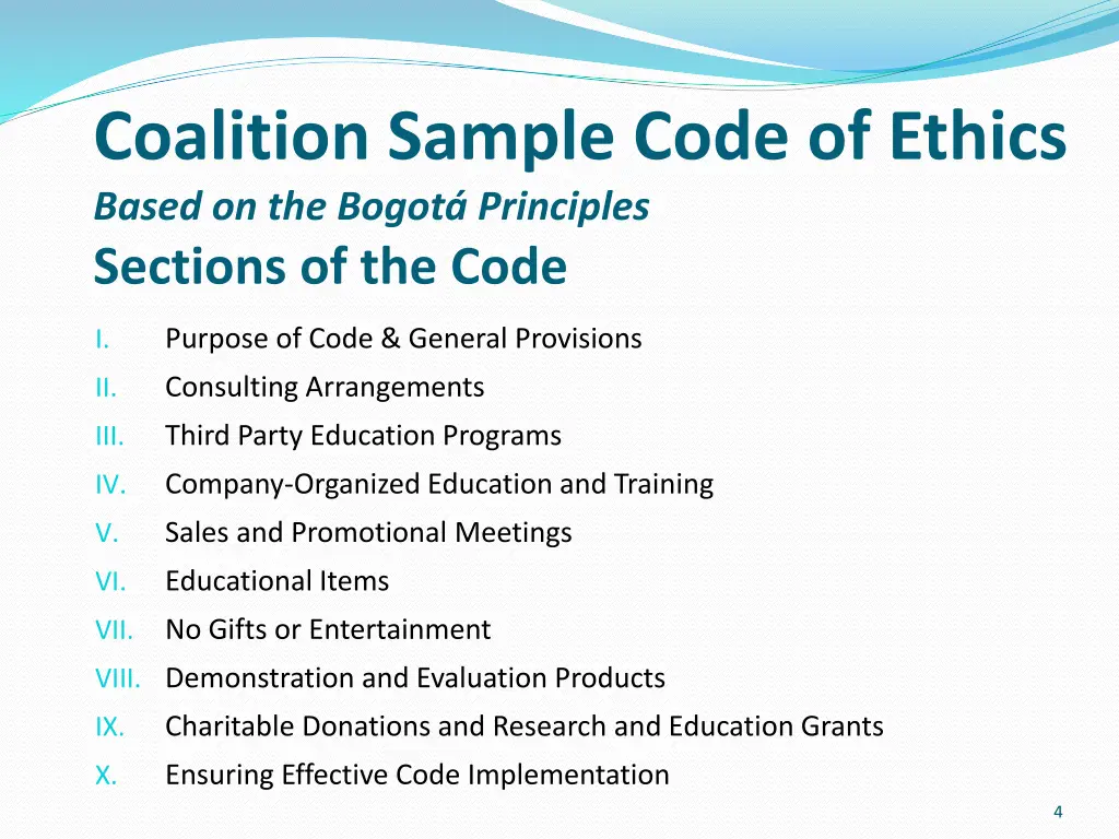coalition sample code of ethics based