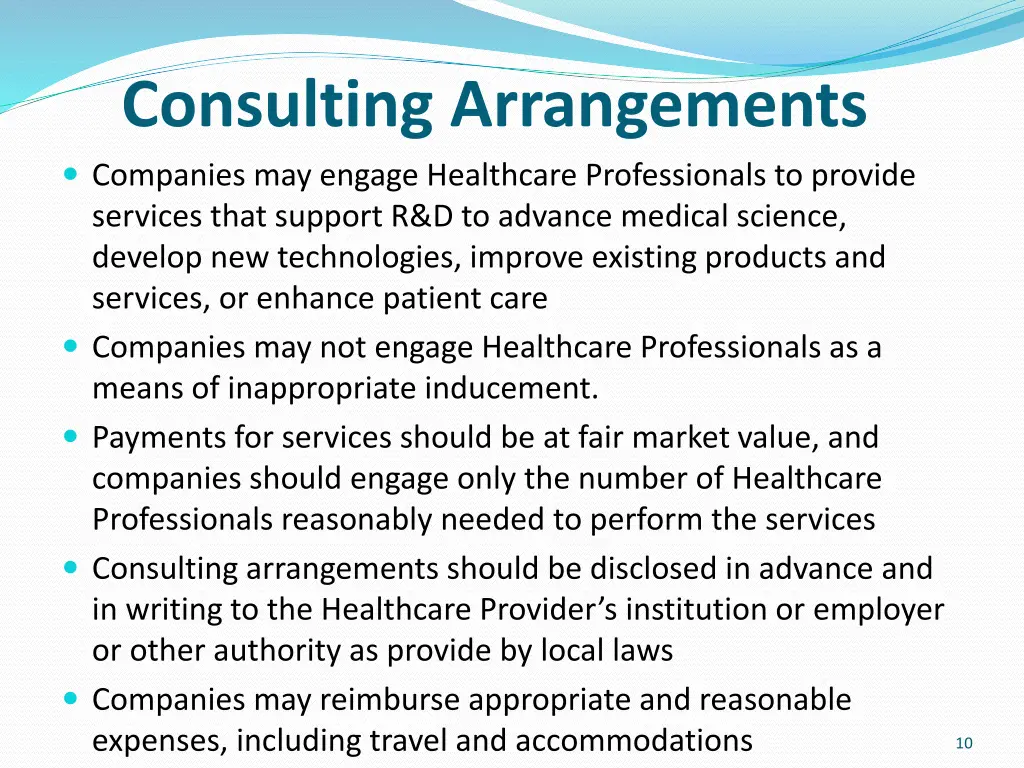 consulting arrangements companies may engage