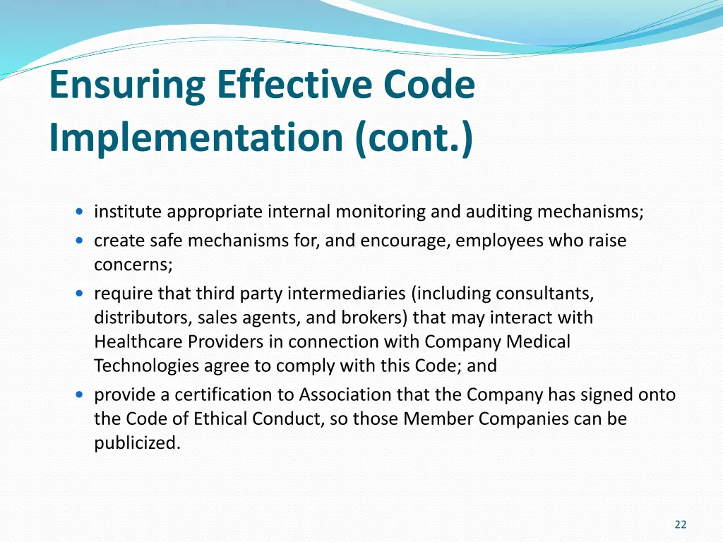 ensuring effective code implementation cont