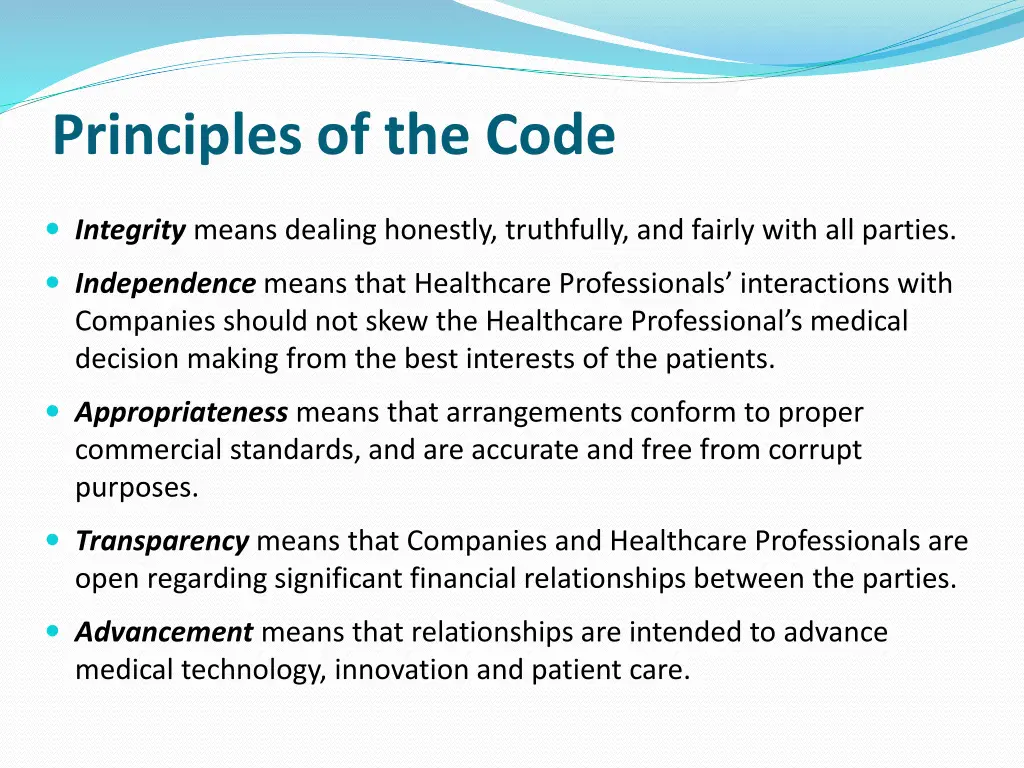 principles of the code