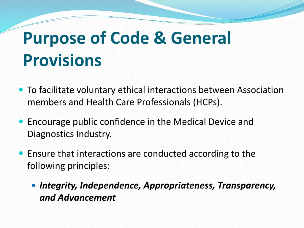 purpose of code general provisions