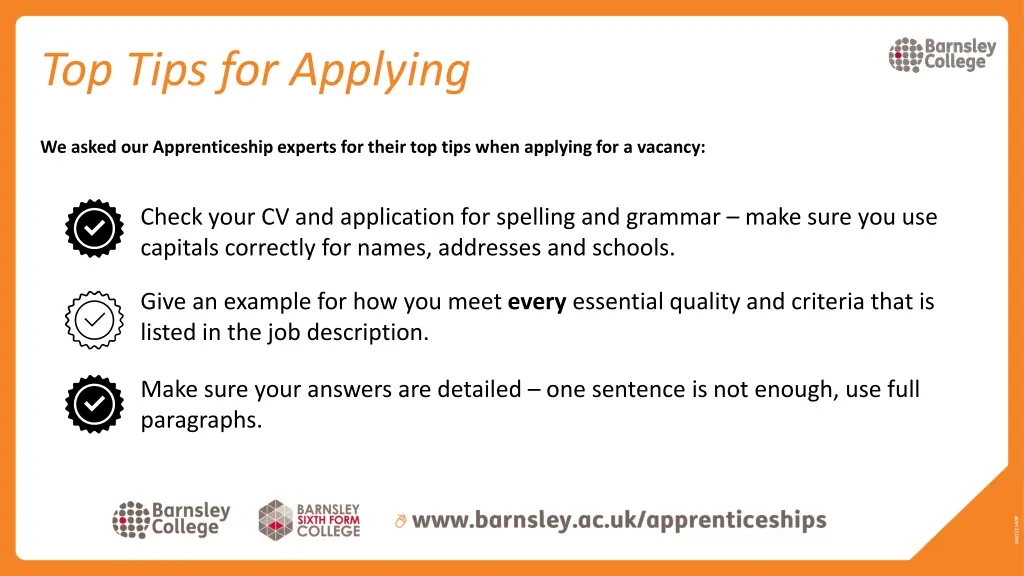 top tips for applying