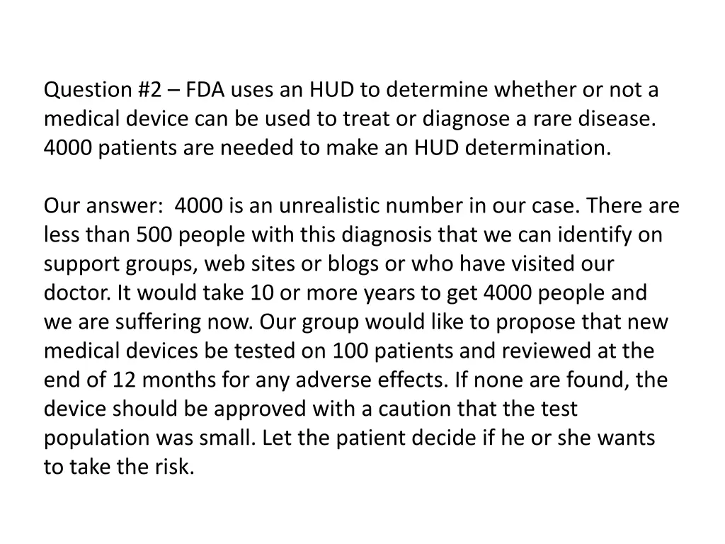 question 2 fda uses an hud to determine whether