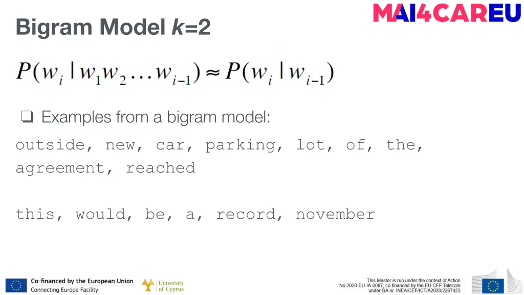 bigram model k 2