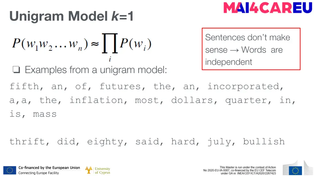unigram model k 1 1