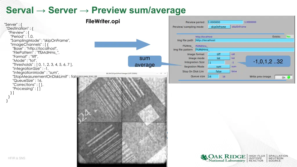 serval server preview sum average filewriter opi