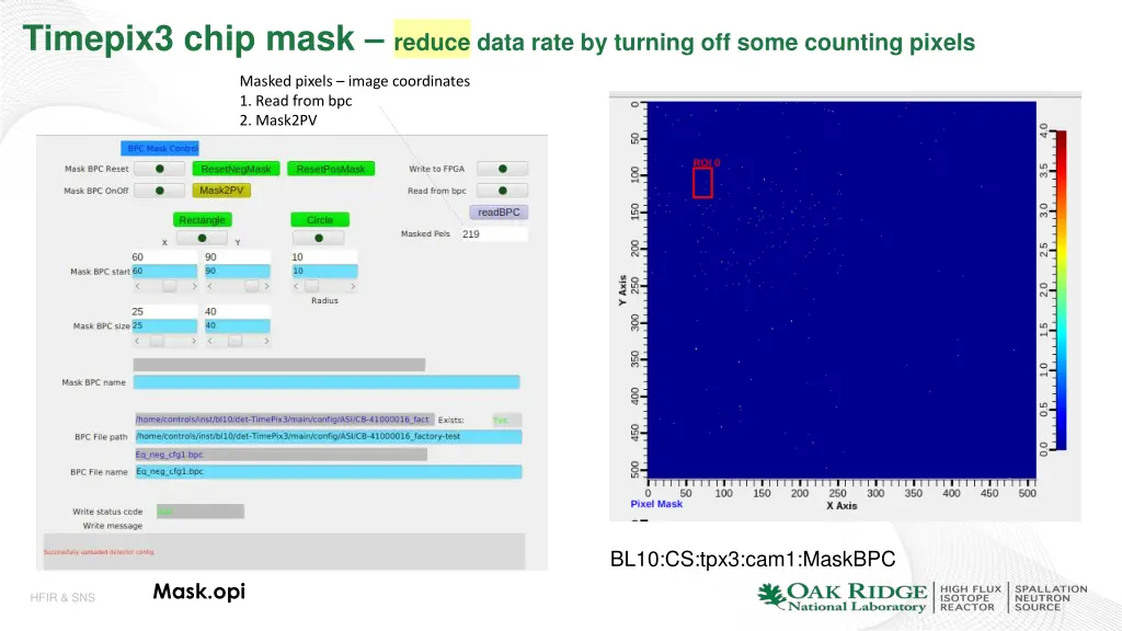 timepix3 chip mask reduce data rate by turning