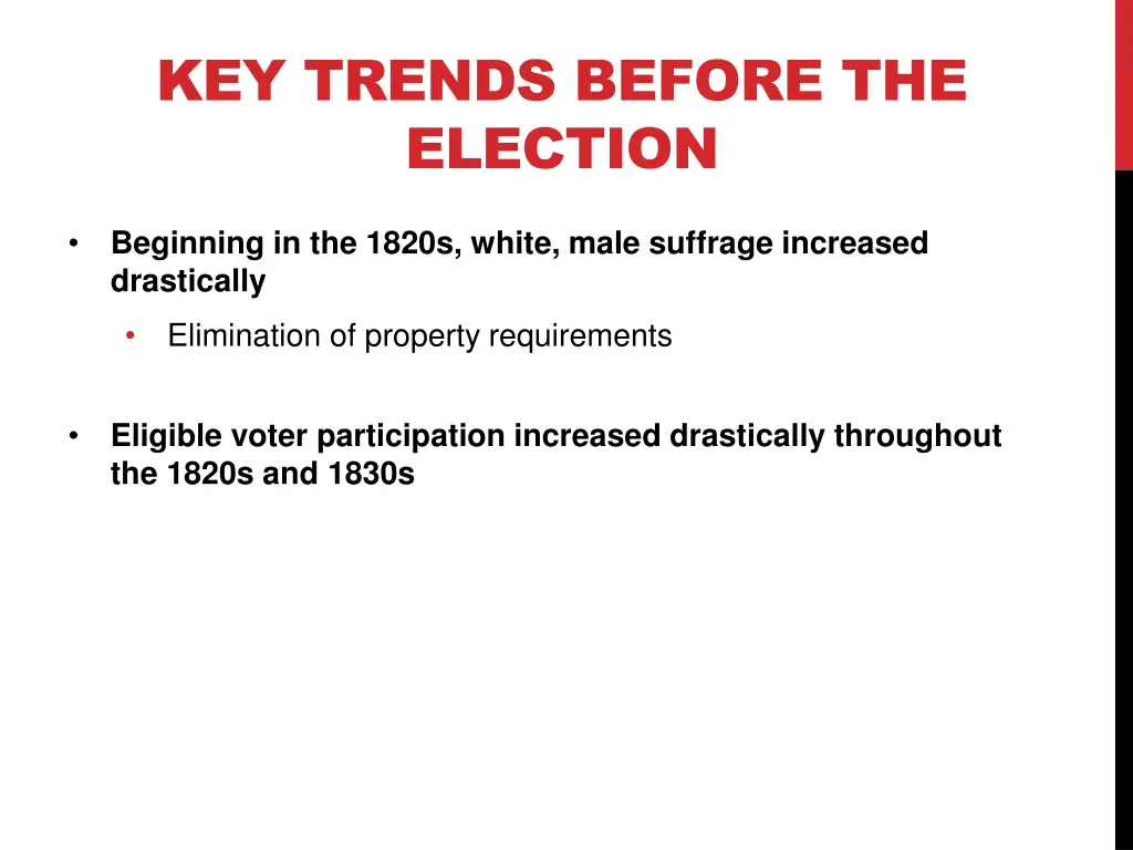 key trends before the election